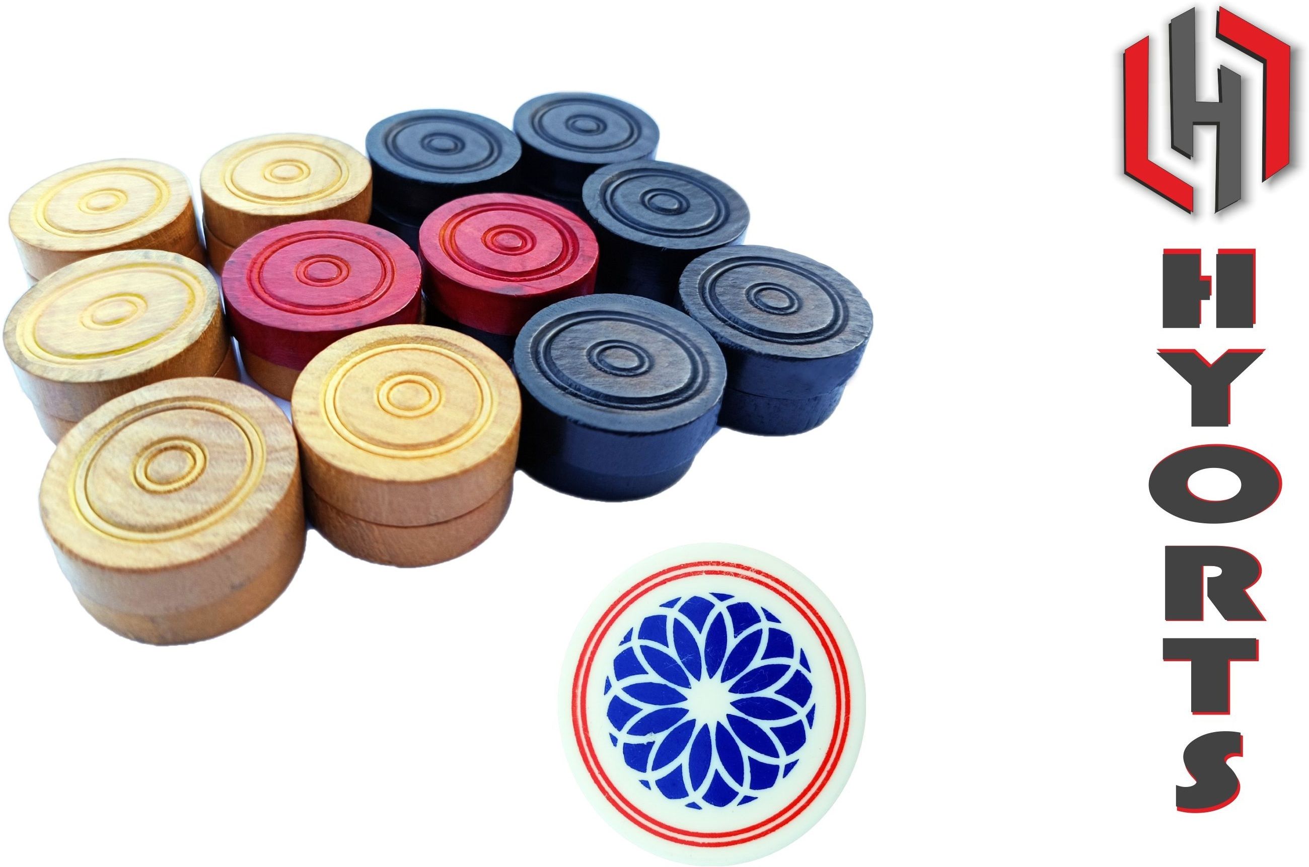 hyorts Wooden carrom coins set with striker Carrom Pawns-picture-18