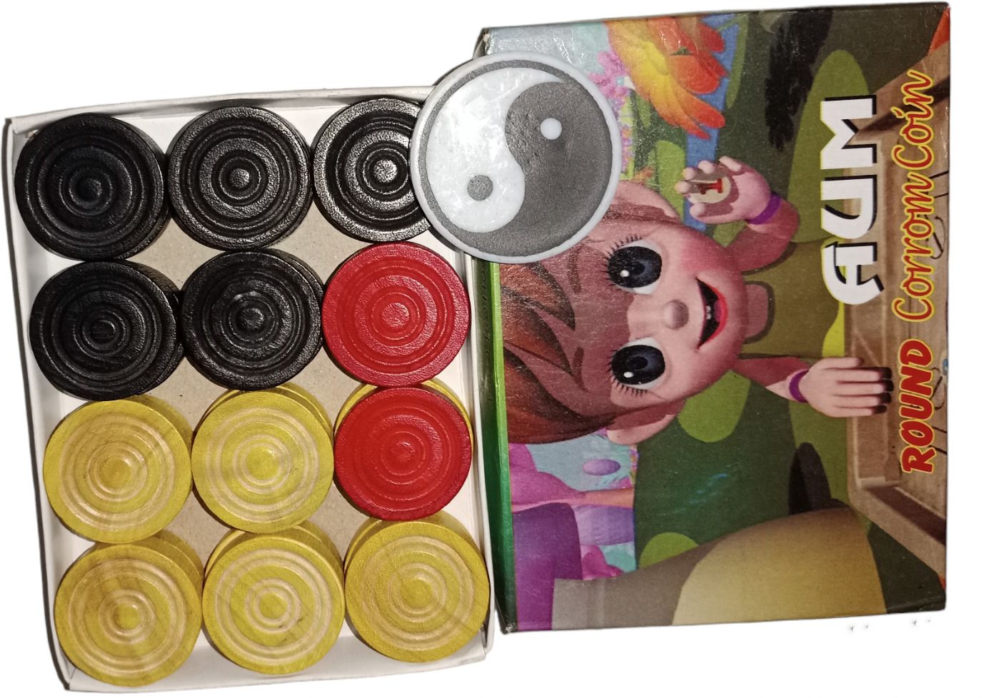 dulter WOODEN CARROM COINS PACK OF 24 PCS Carrom Pawns-picture-15
