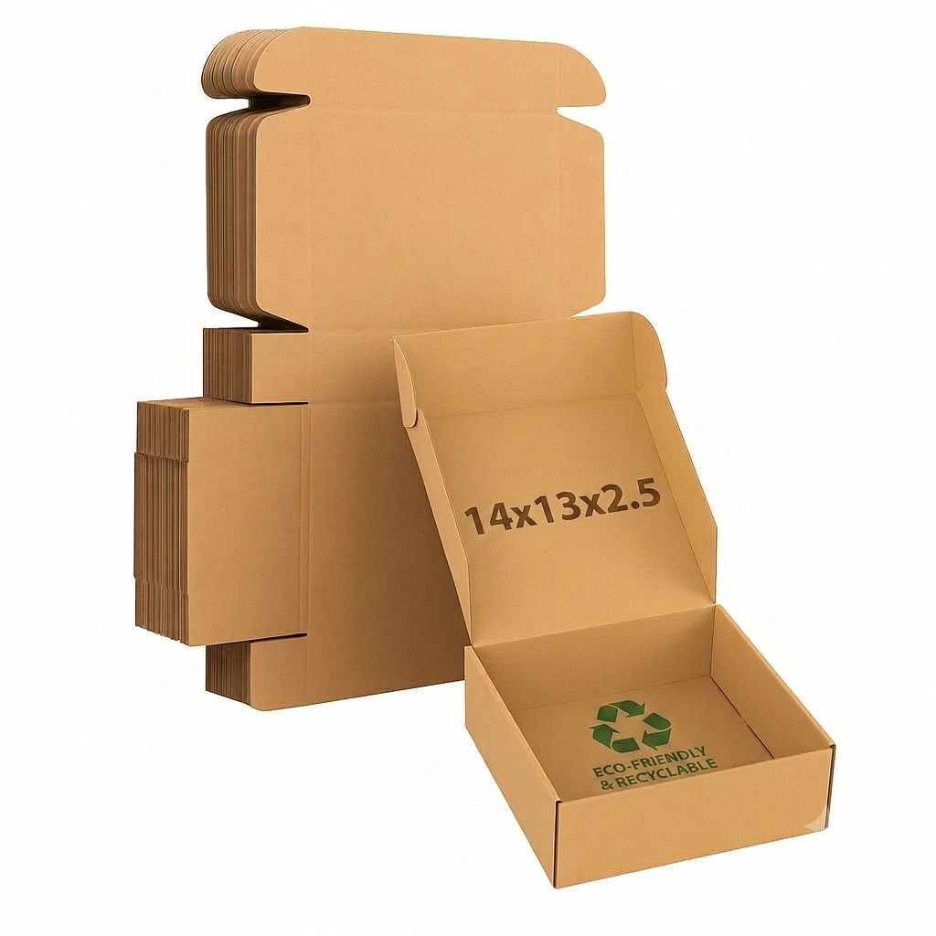 Self-Locking Box Craft Paper 14x13x2.5 (inch), Pack of 20, Courier, Storage, Apparel, Gift packaging, E-commerce Packaging Box-image-43