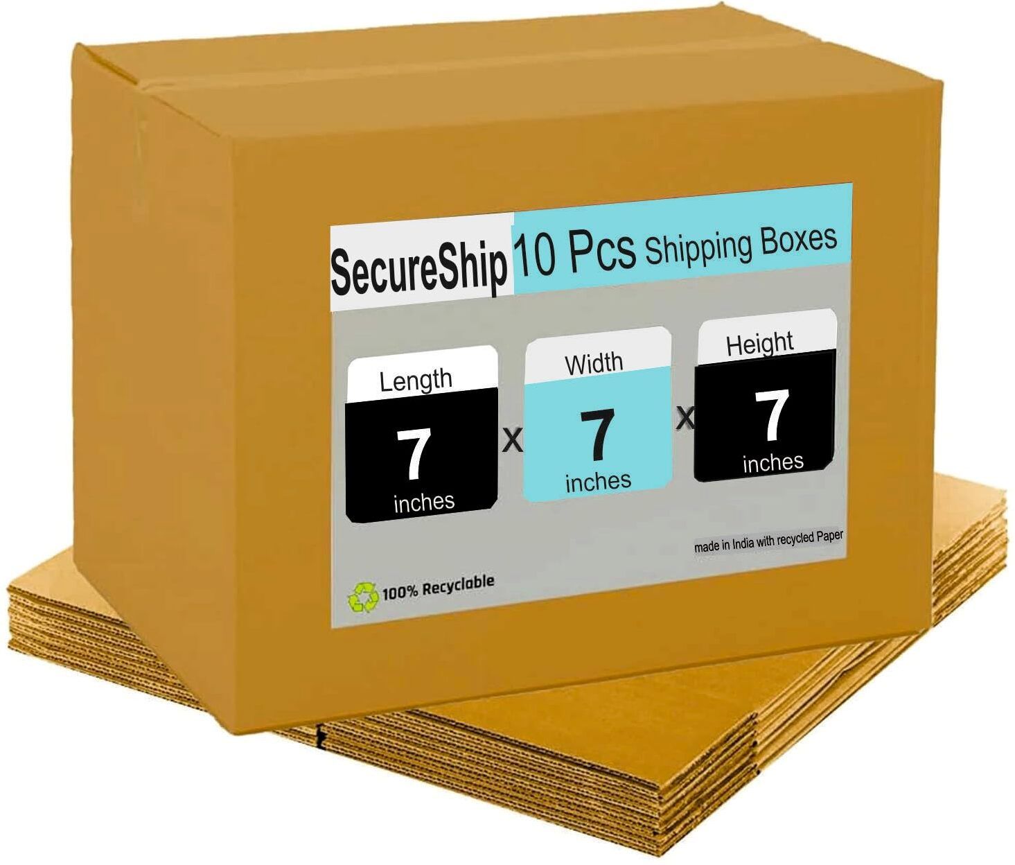 powerlon Corrugated Cardboard 3PLY Eco-friendly Packing, Shipping, Moving, Courier, Box Size : 7x7x7 Inch Packaging Box-picture-26