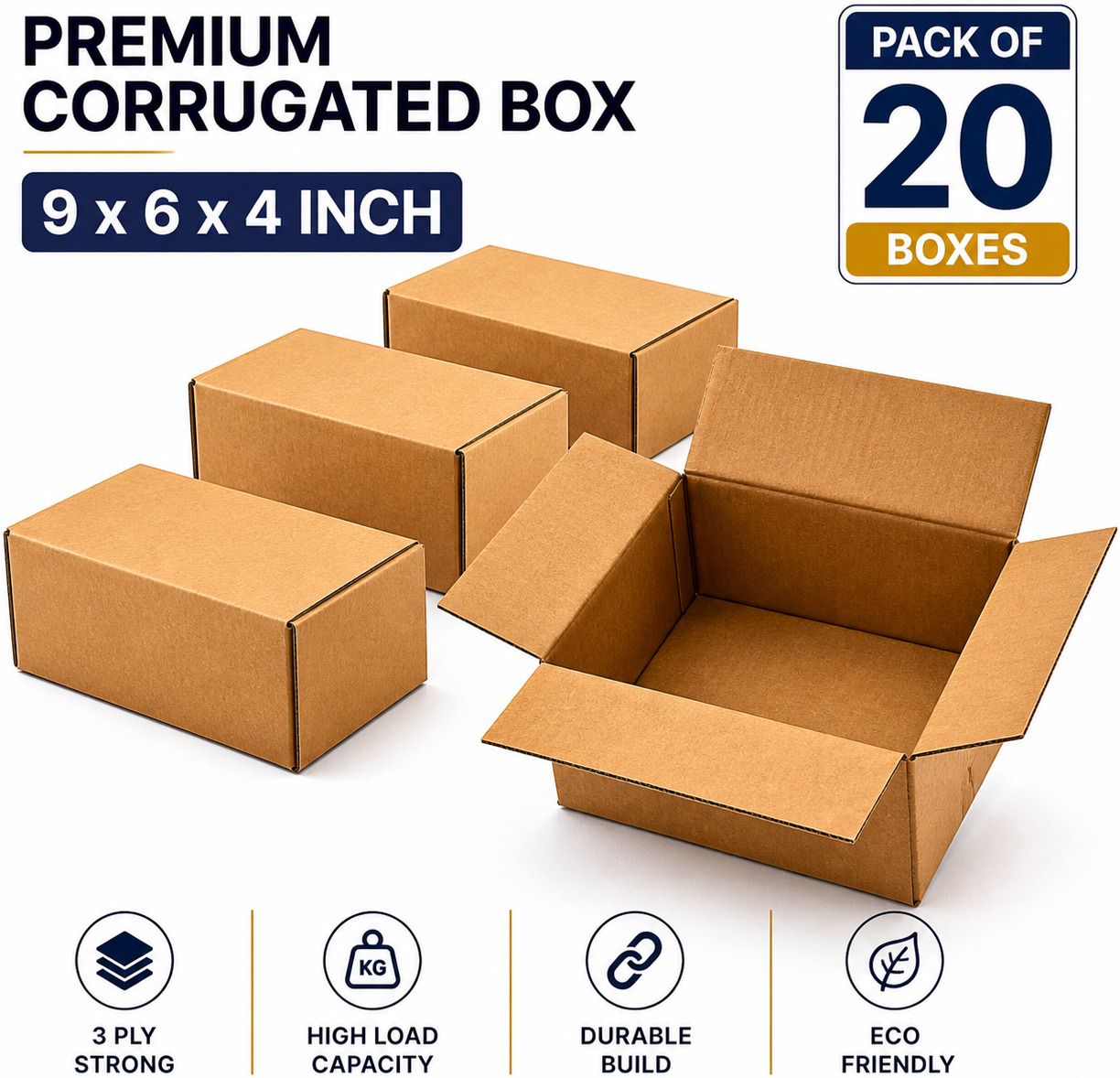 akash Corrugated Craft Paper 9x6x4 Inch 3 Ply Box, Ecommerce, Clothing and Small Business Packaging Box-picture-29