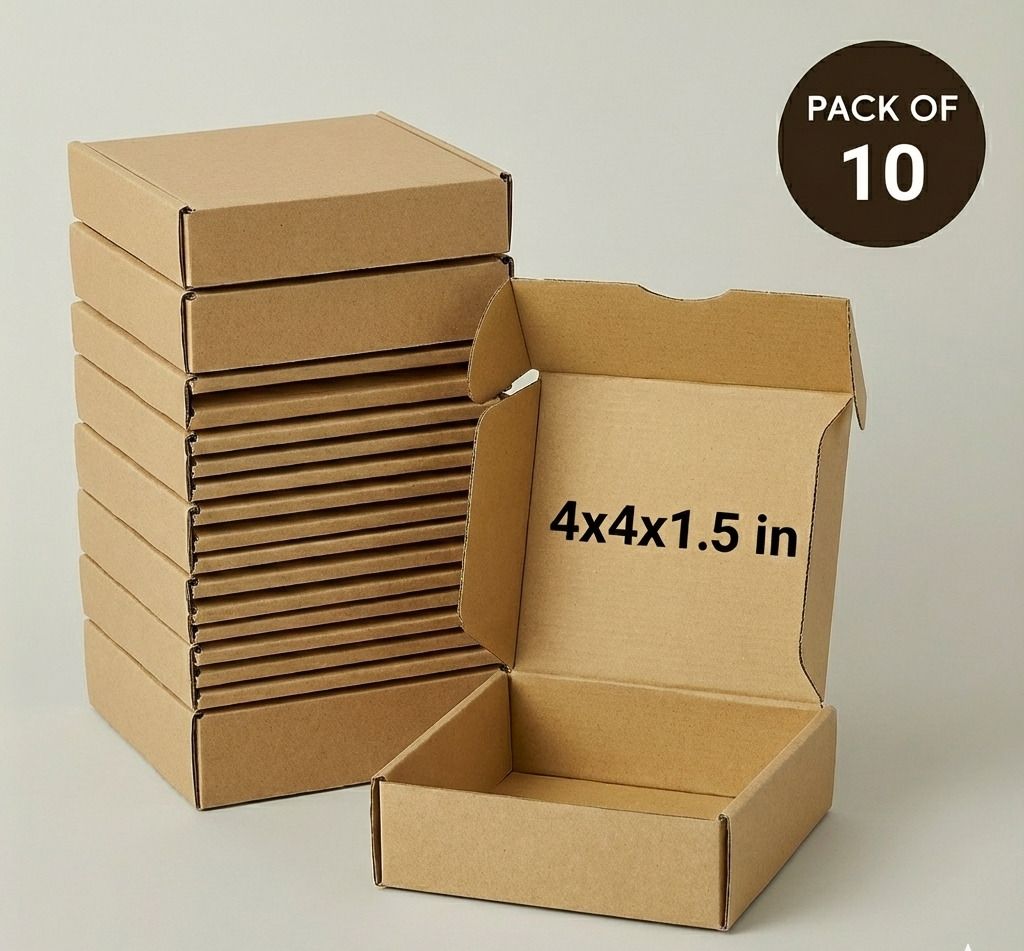 Corrugated Craft Paper 3 Ply Packing Box (Pack of 10), Gift, Jewellery, Cosmetic & E-commerce Mailer Box Packaging Box-image-47