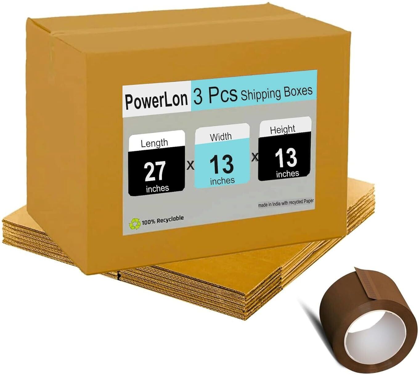 powerlon Corrugated Cardboard Packing Home Shifting and Other Purposes, Box Size : 27x13x13 Inch Packaging Box-picture-12
