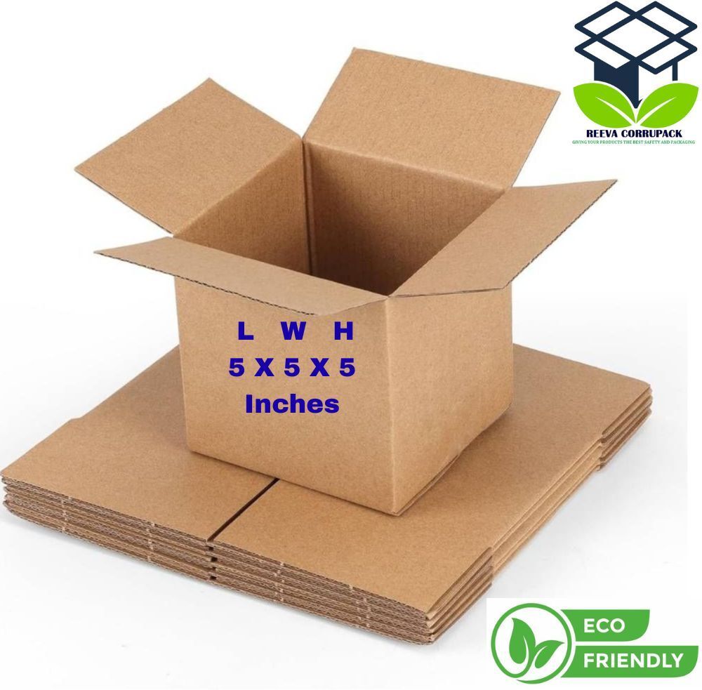 reeva corrupack Corrugated Cardboard, Craft Paper, Paper 5x5x5 Inches 3ply Carton Box For Packing, Moving, Shipping, Gifting, Shifting Packaging Box-picture-12