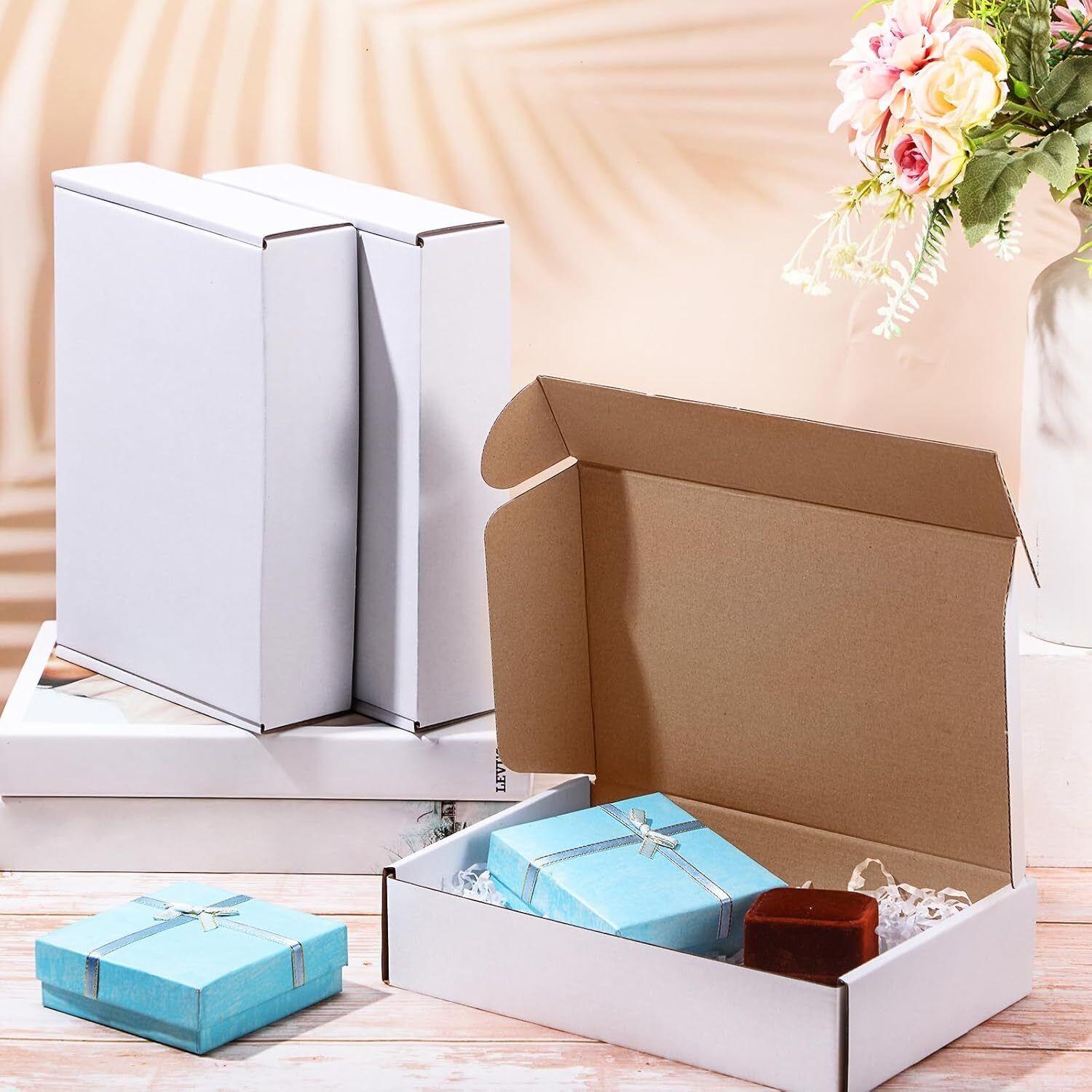 grow packing solution Self-Locking Box Cardboard, Craft Paper, Paper 7.5X4X1.5 inch White Corrugated 3-Ply Self-Locking Small Box Pack Of - 25 Packaging Box-picture-11