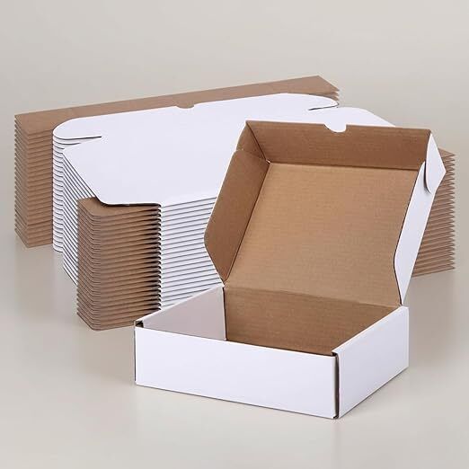Self-Locking Box Cardboard, Craft Paper, Paper 7X7X2 inch White Corrugated 3-Ply Self-Locking Small Box,Pack Of - 100 Packaging Box-image-14