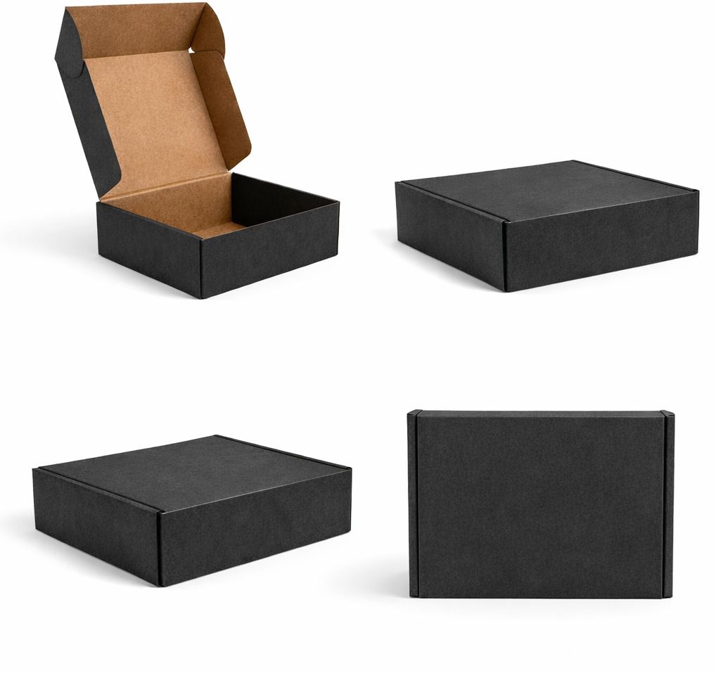 prockage Corrugated Paper 3 Ply Black Mailer Box 4x4x1.5 Inches Small Box, Brown Inside, Jewelry, Gifts Packaging Box-picture-12
