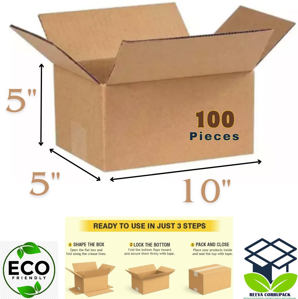 reeva corrupack Corrugated Cardboard, Craft Paper, Paper 3ply Carton Box For Packing, Moving, Shipping, Gifting, Shifting, 10*5*5 inches Packaging Box-picture-39