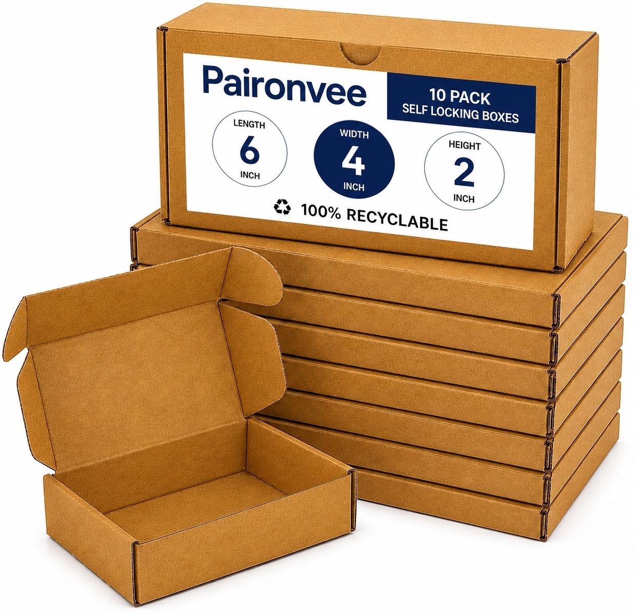 paironvee Self-Locking Box Craft Paper +Thank You Stickers(10), 3 Ply, Size 6" x 4" x 2" Inches Packaging Box-picture-46