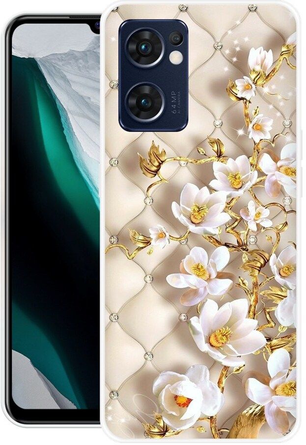 Back Cover for Oppo Reno7 5G, CPH2371, GOLDEN, FLOWER, MATTRESS, SHAPE, GOLD-image-43