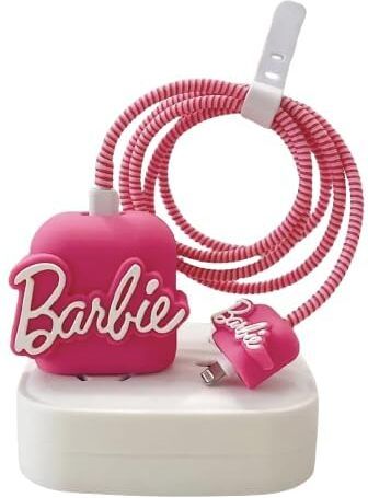 henx Barbie charger cover for iphone 18/20W Cartoon Design USB Spiral Cable Protector Cable Protector