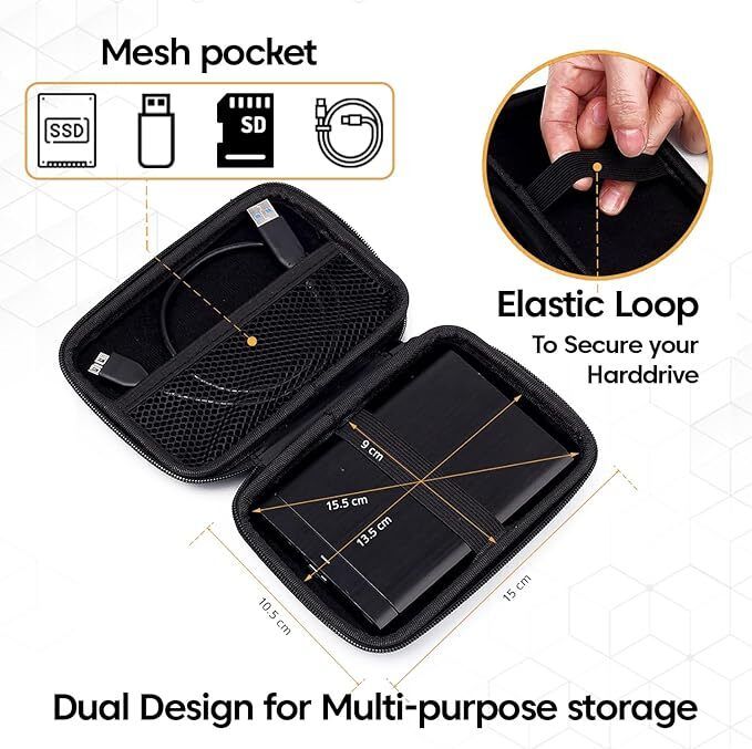 sounce Pouch for Rugged Hard Drive Case for 2.5-inch, Hard Disk Case, Portable Storage Shell for Gadgets-picture-32