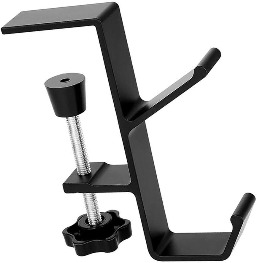 Zorbes Metal Headphone Hook Aluminum Alloy Under Desk Dual Hook Headphone Stand Headphone Stand
