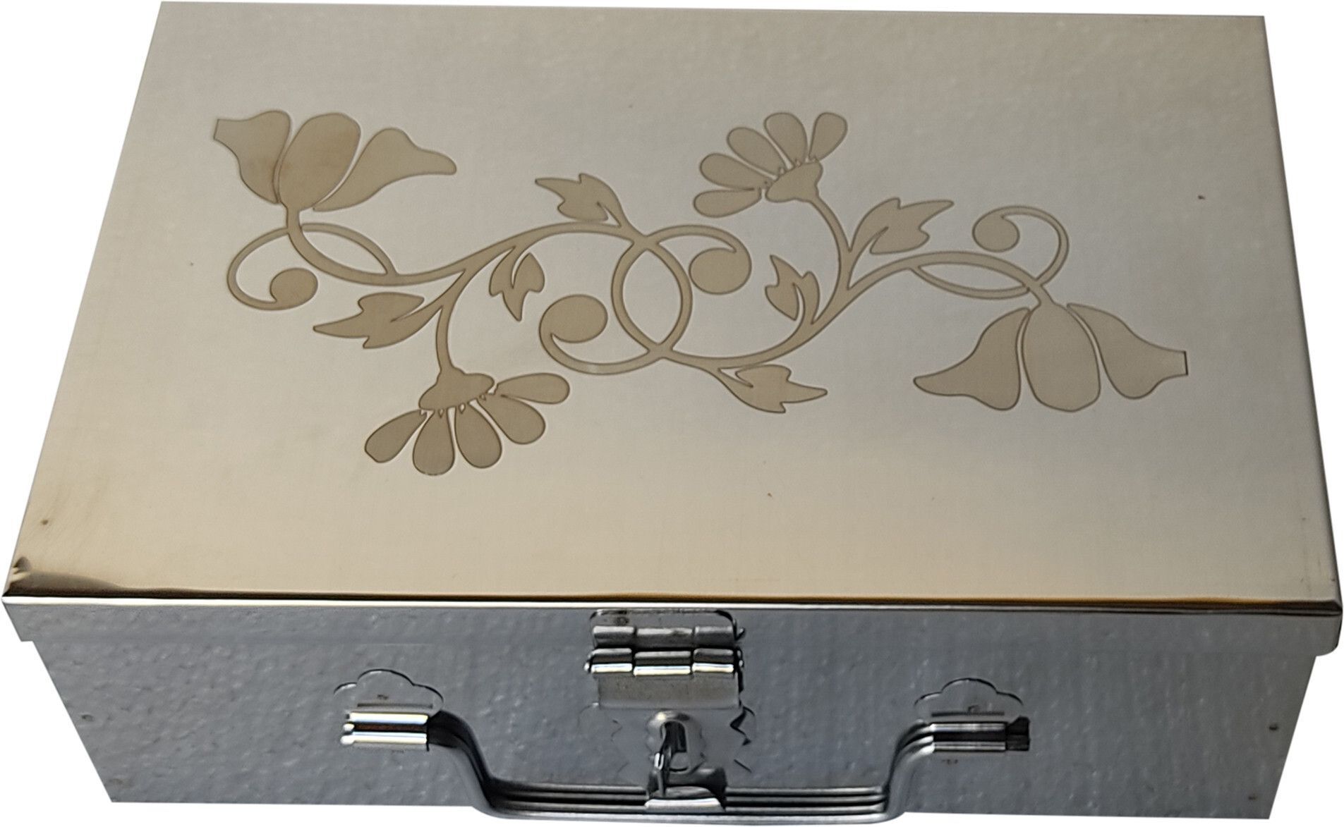 safnix SS Storage Boxes Pooja Cash Safe Locker Box-9 inch Box. With Laser Print Design Cash Box-picture-34