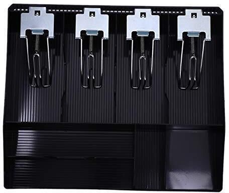 divinezon Cash Drawer 4 Bills 4 Coins ABS Cashier Storage Box for Super Markets(black) Cash Box-picture-14