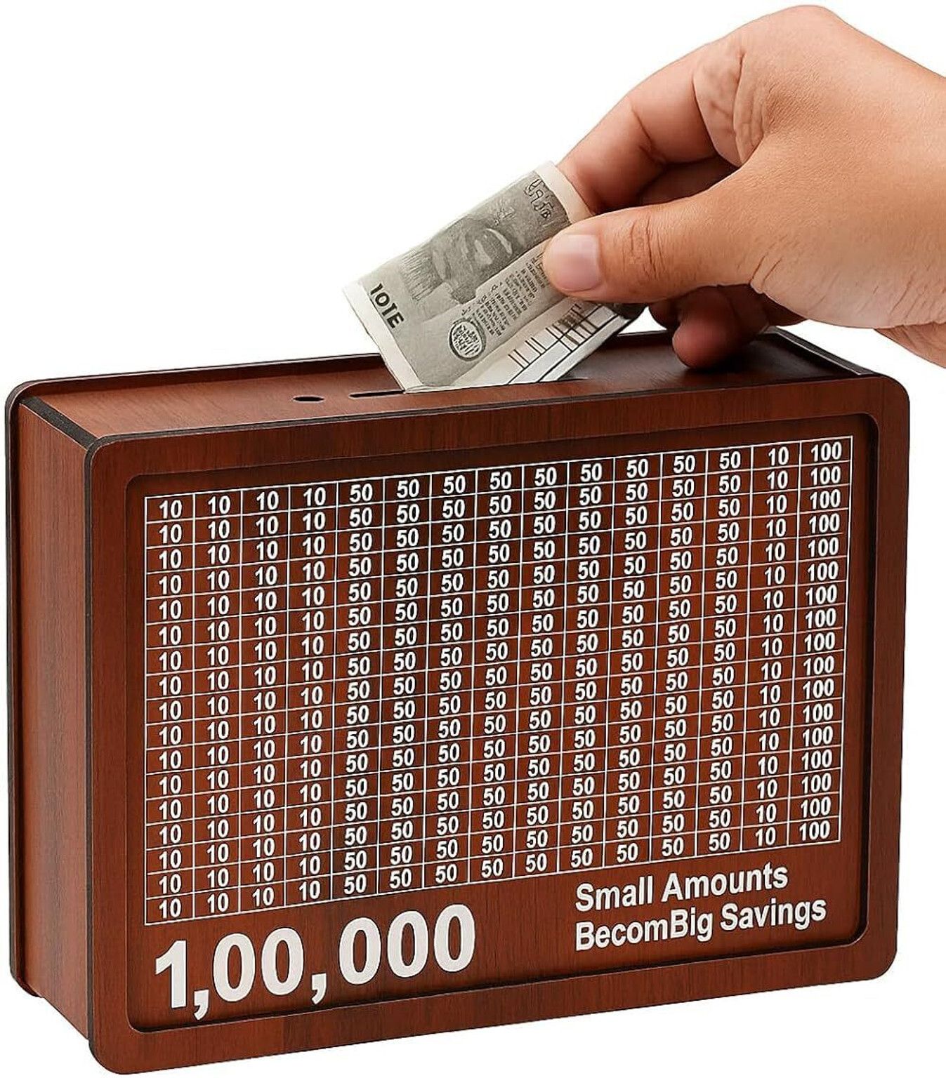 mahla Wooden Piggy Bank with Lock | 1 Lakh Savings Tracker Box Cash Box-picture-23