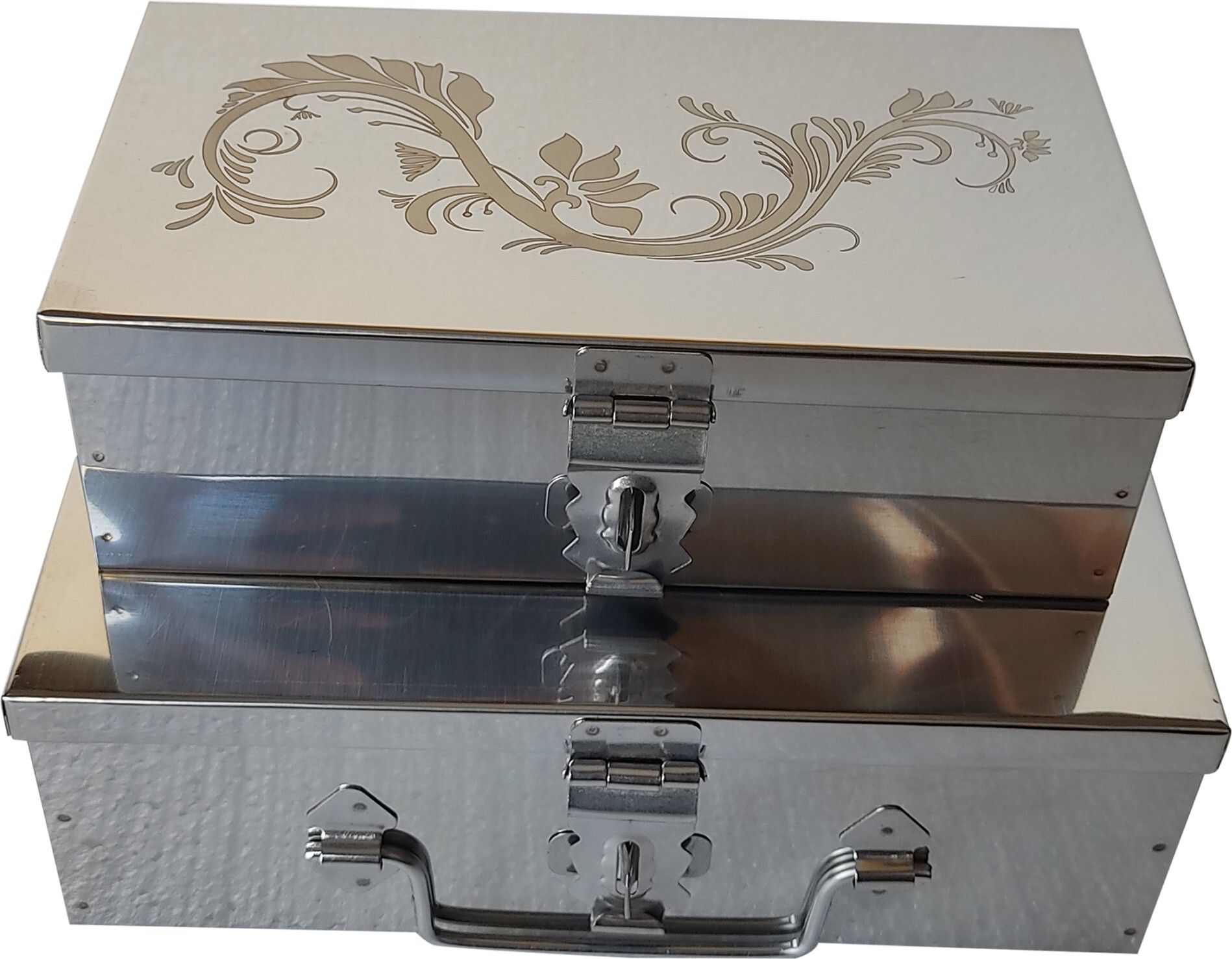 ginoset Steel Storage Box,Cash PoojaSafe Locker Box-8 inch & 9 inch (Multi pack of 2) Cash Box-picture-26