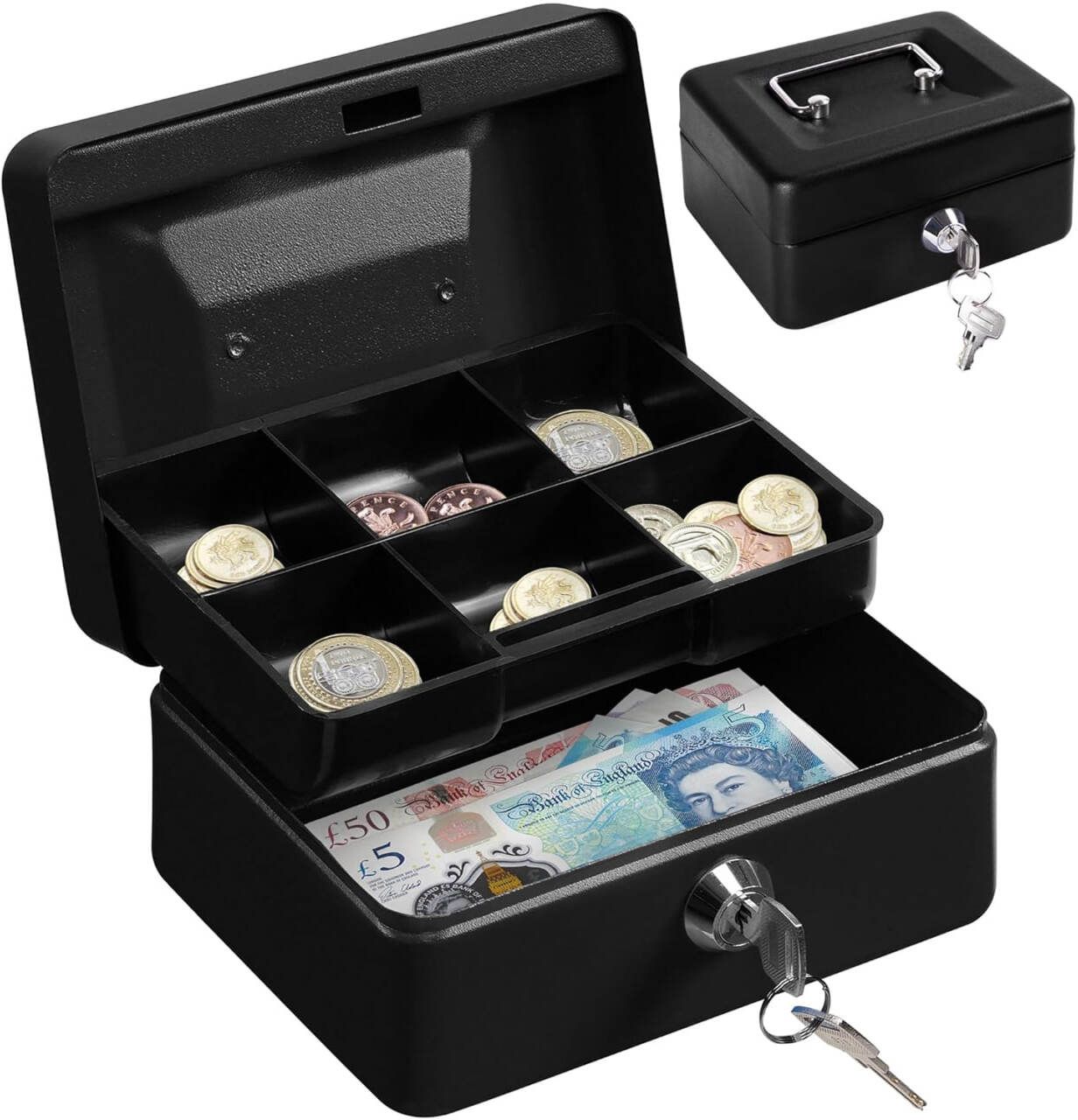 Heavy Metal New Locking Mini Cash Box For Home,Office and Shop Cash Box-image-3