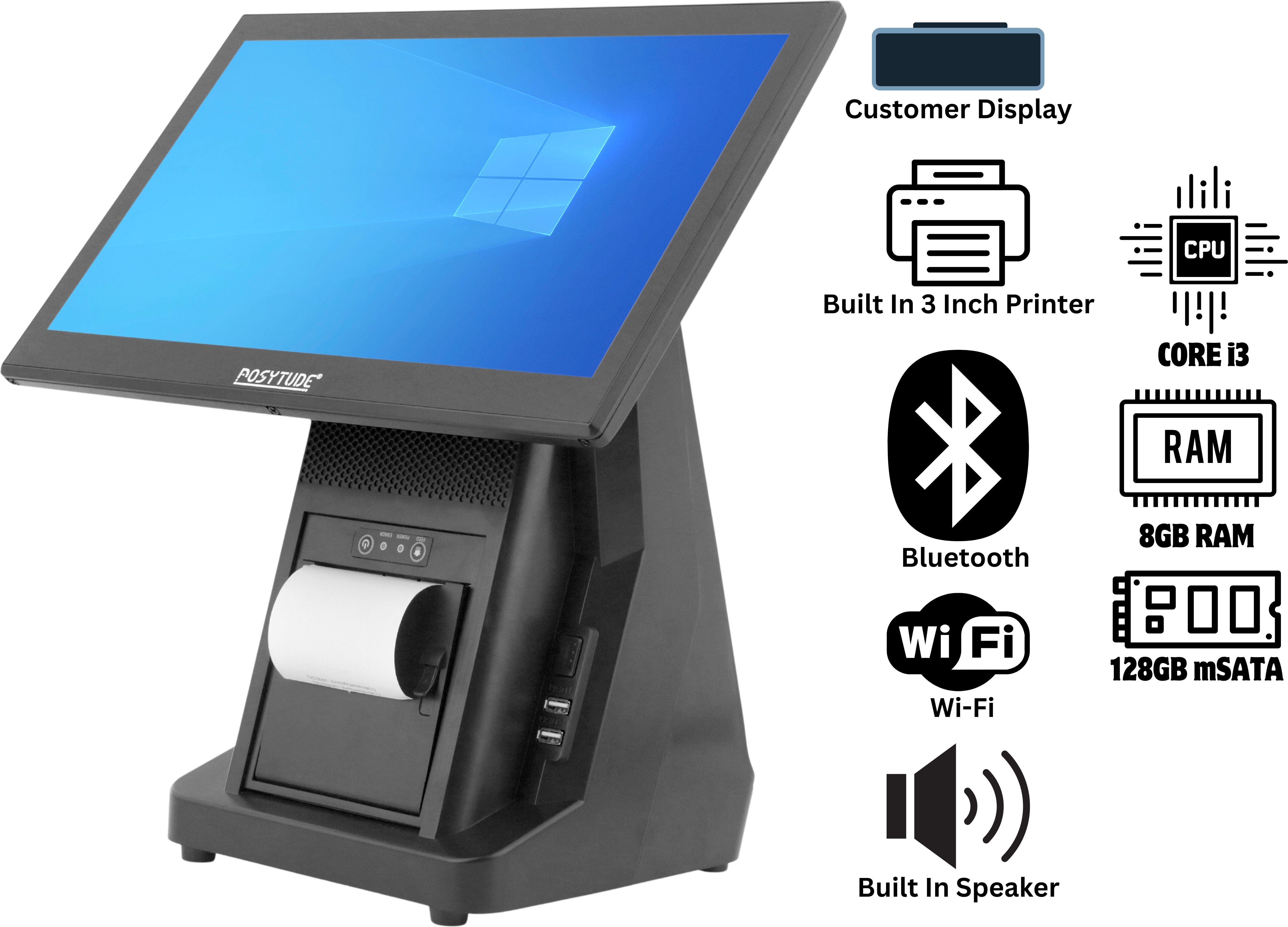 posytude RAZE B88 Billing Machine 3 Inch Printer With Auto Cut, POS Machine , Touch POS Table Top Cash Register-picture-26