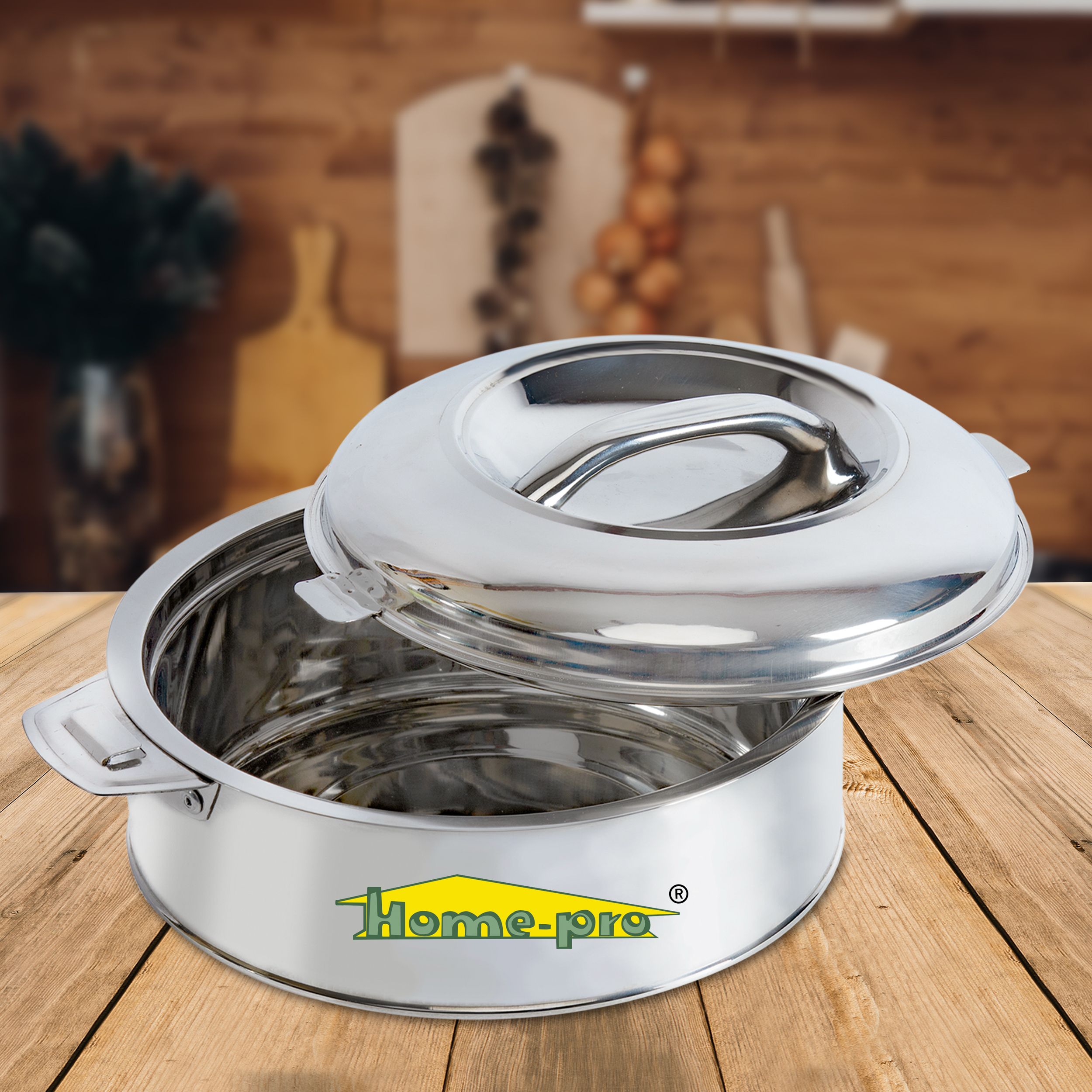 home-pro High grade Stainless Steel Classy Casserole & Serving bowl 3500ml |Hotpot| Thermoware Casserole Set-picture-45