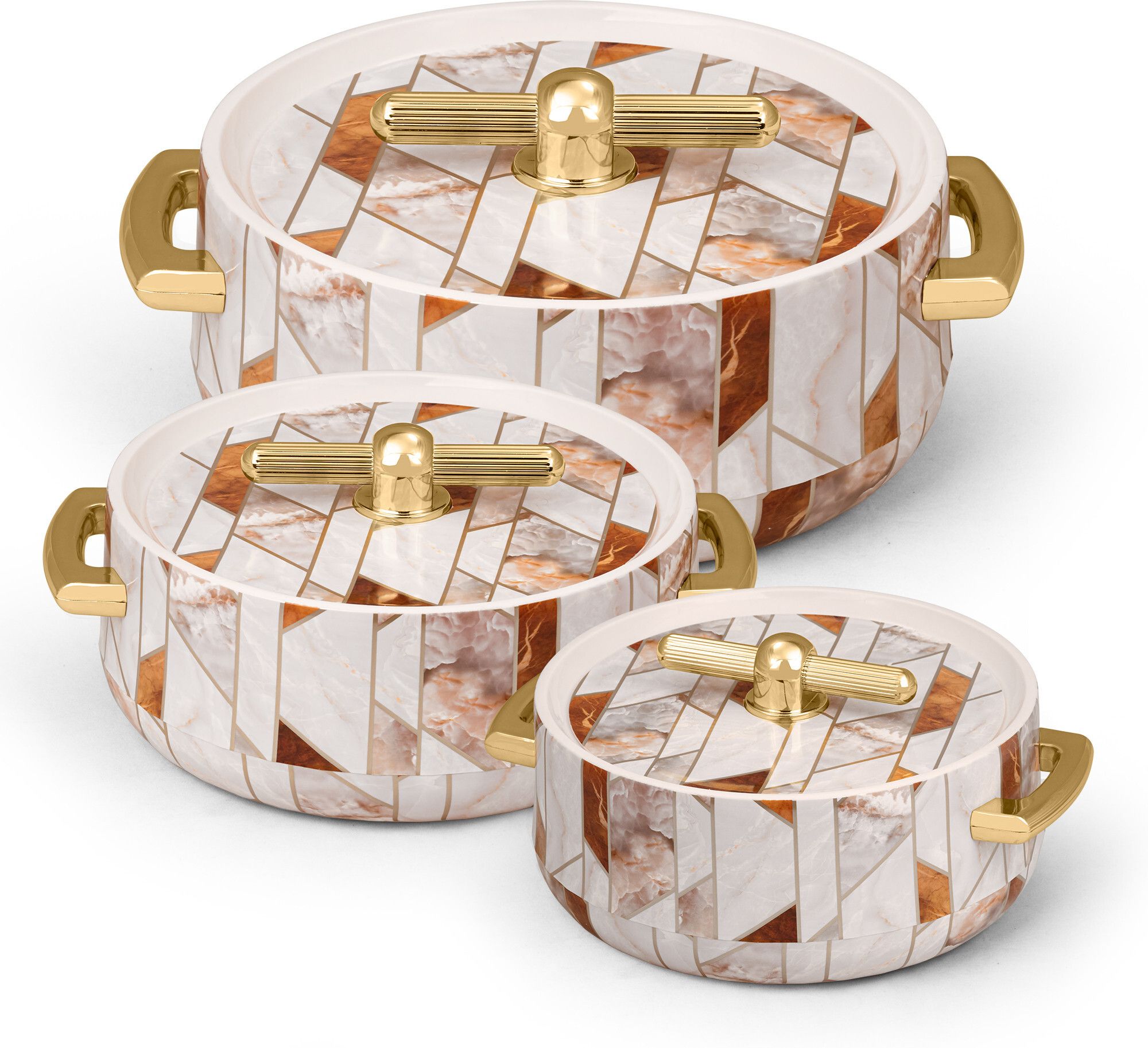 SELVEL-Elegance Royal Inner Steel Casserole Set of 3 Thermoware Casserole Set-image-48