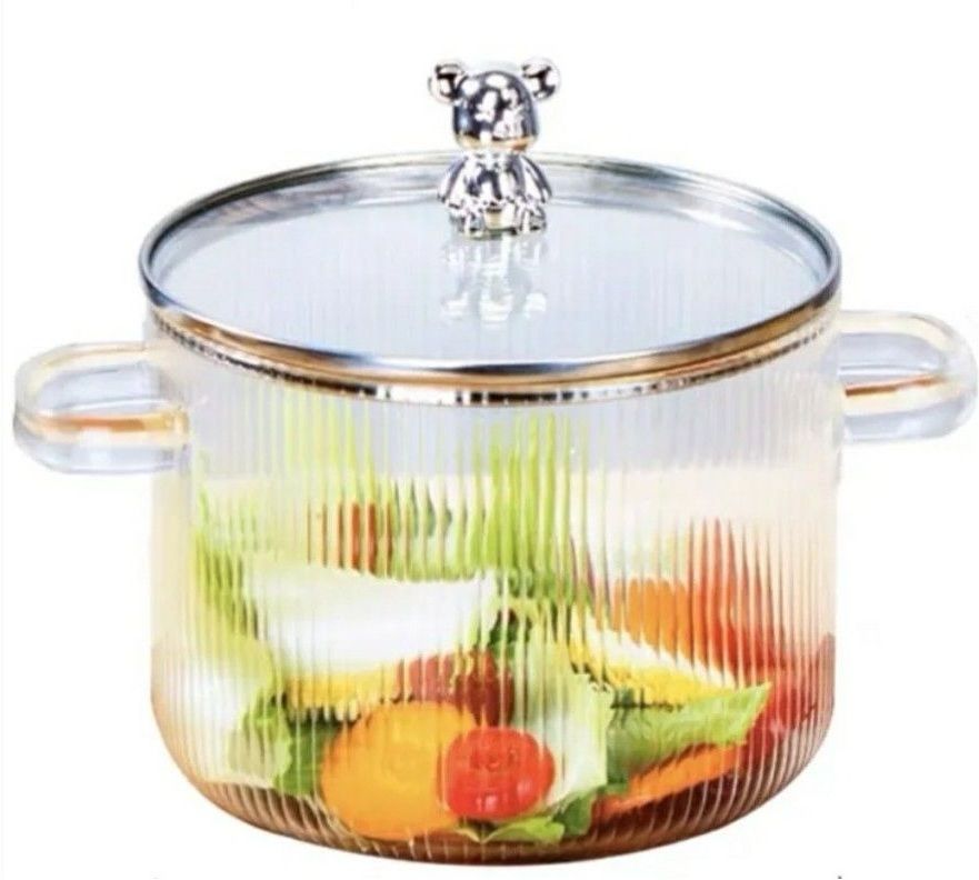 Boroslicate Glass 1600 ML Flame Heat oven induction Proof Safe Glass Cooking Pot Sauce Pan 16 cm diameter with Lid 1.5 L capacity-image-4