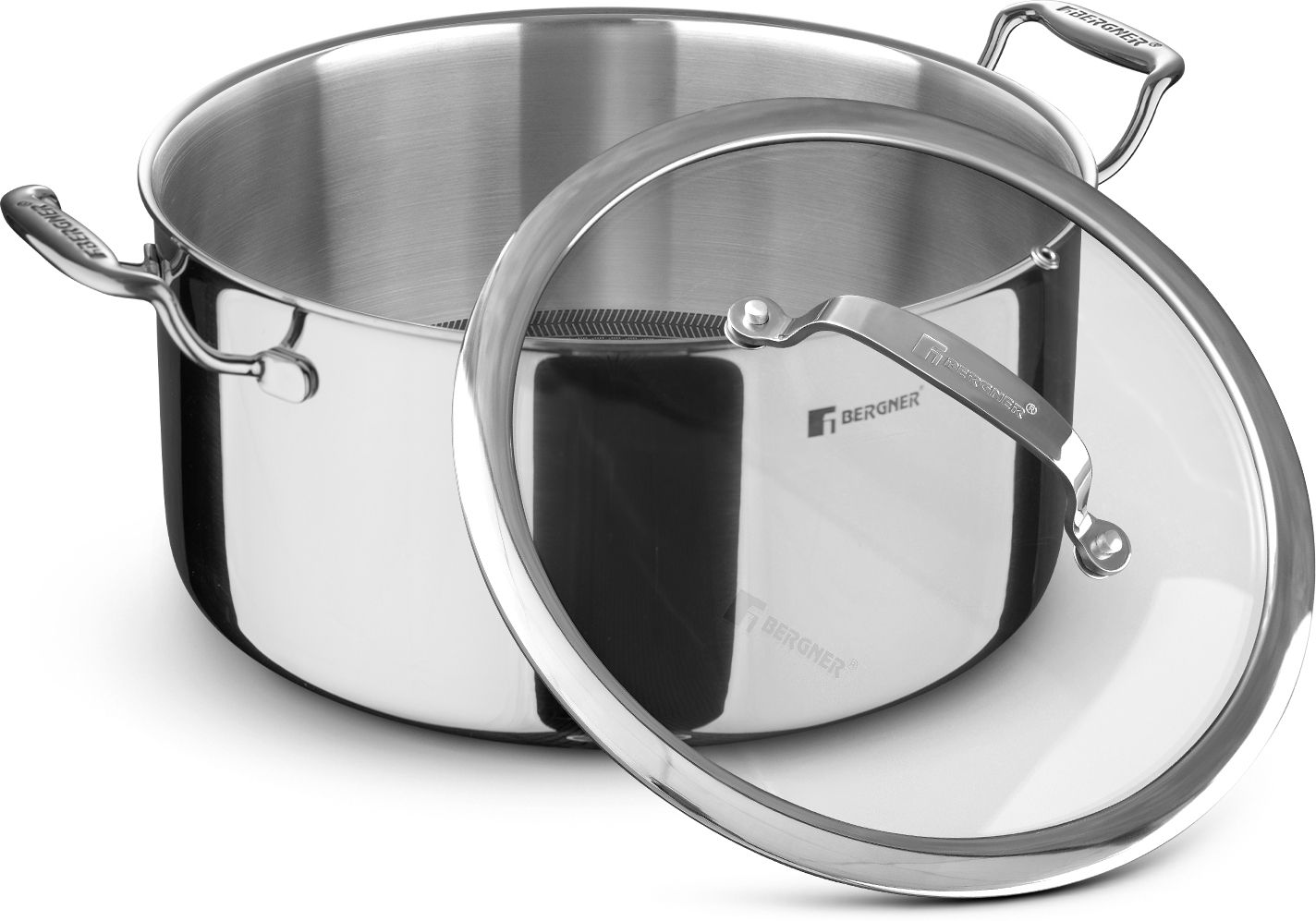 Bergner Hitech Triply Non-Stick 32 cm (12.3 L), Non-Stick Mesh Pattern Inside Cook and Serve Casserole-picture-15