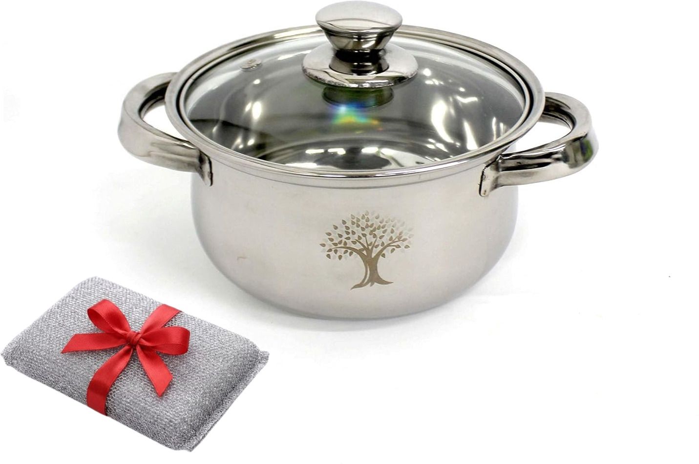 Stainless Steel Dutch Oven with Lid Kitchen Cooking & Serving Bowl with Scrubber Cook and Serve Casserole-image-43