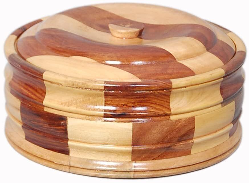Wooden Chapati Box with Lid, Handmade Roti Storage Box for Kitchen & Dining Cook and Serve Casserole-image-29