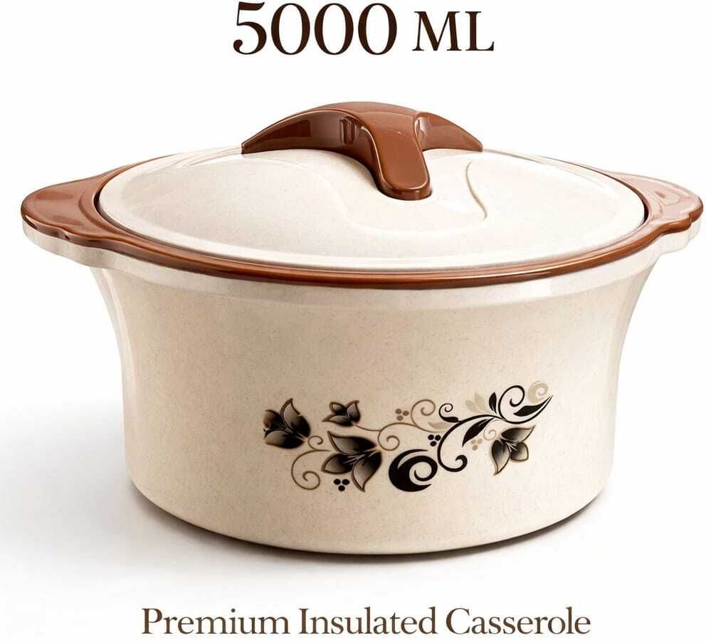 Insulated Hot Pot Casserole with Floral Vine Design | Stainless Steel Inner Serve Casserole-image-37