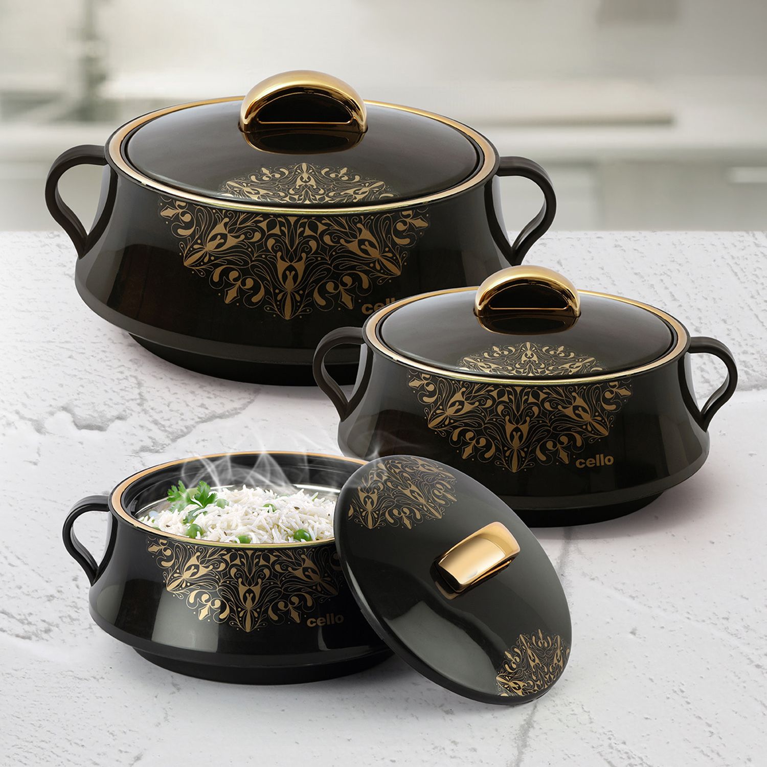 Midas (500+1000+1500) Pack of 3 Thermoware Casserole Set