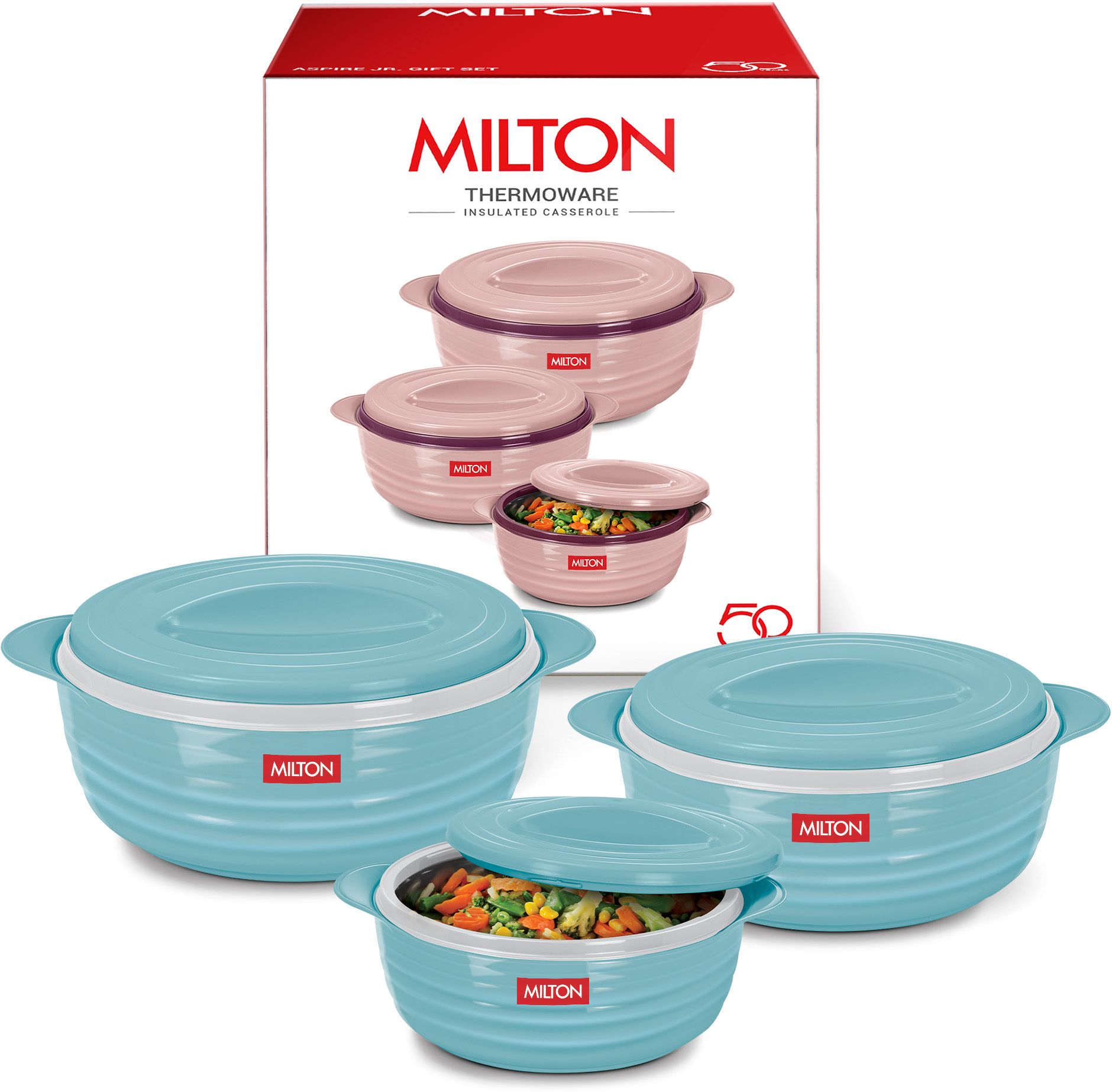 Aspire Jr. Set Inner Stainless Steel Casseroles Pack of 3 Serve Casserole