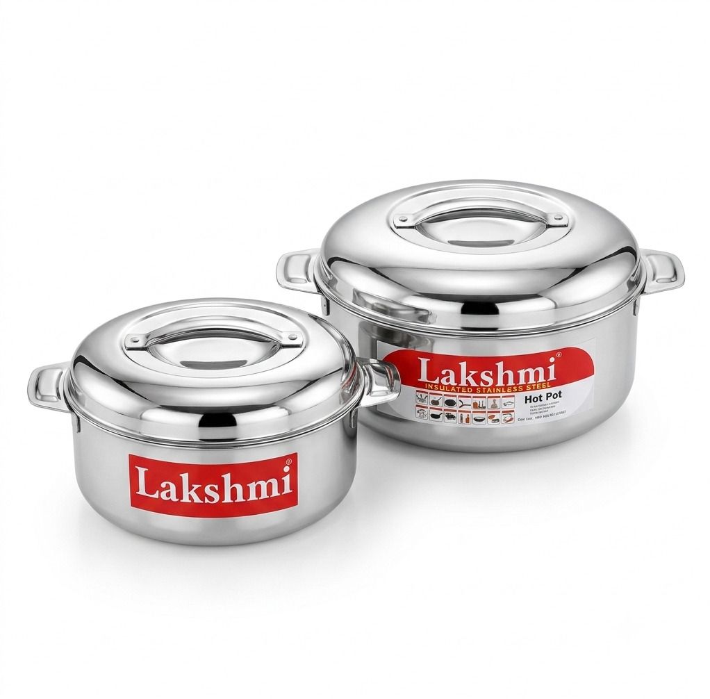 Lakshmi Stainless Steel Insulated Casserole Combo Set 2500ml & 3500ml Pack of 2 Thermoware Casserole-image-21