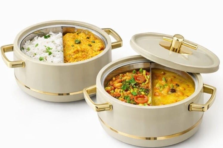 Cream Casserole Hot Pot | Steel Inner Plastic Outer Food Container Serve Casserole-image-40