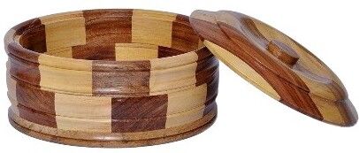 RDCREATIONSSRE Handcrafted Wooden Roti Box with Lid Serve Casserole-image-24