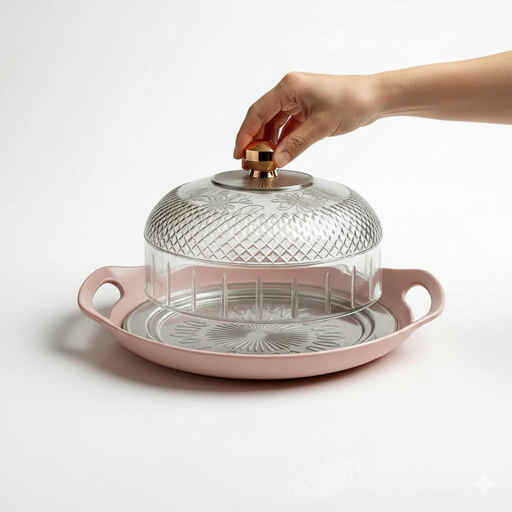 homefast Acrylic Cake Stand with Lid for Pastry, Donut & Dessert Display Cook and Serve Casserole-picture-3
