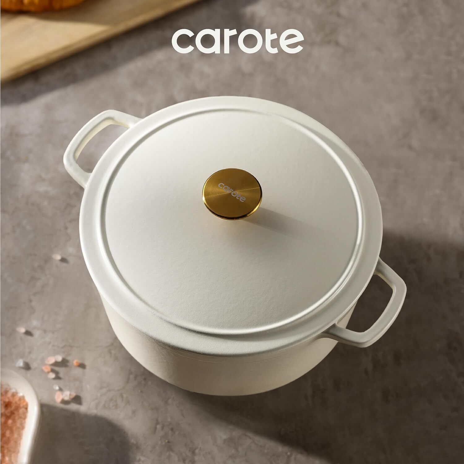 Enamel Coated Cast Iron Dutch Oven Biryani Pot with Lid, White, Heavy Bottom Cook and Serve Casserole-image-45
