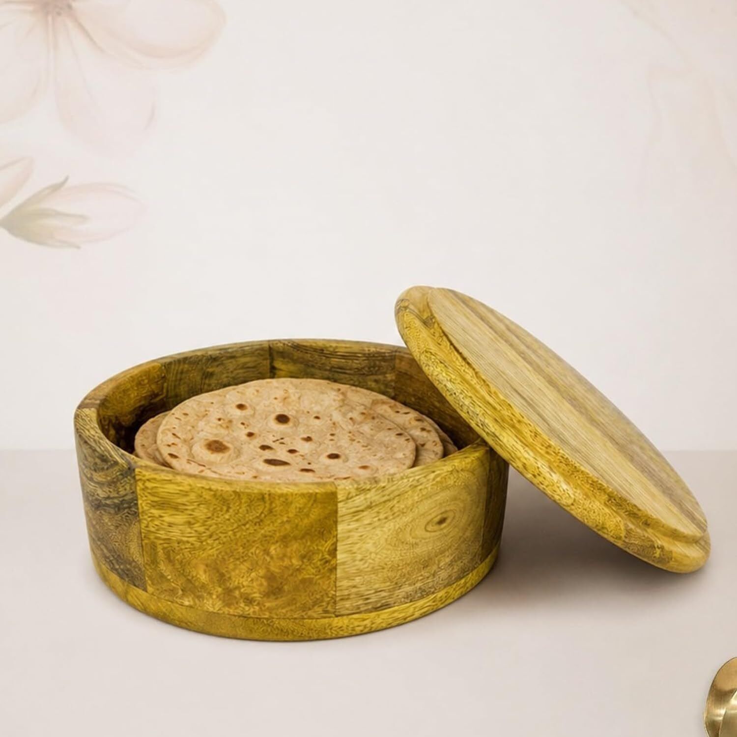 Premium Orignal Mango Wood Roti Box for Kitchen with Lid | for Roti, Paratha Cook and Serve Casserole-image-48