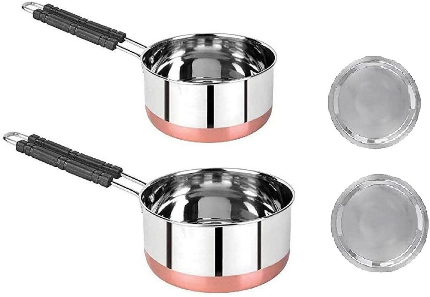 Copper Bottom with Handle Sauce Pan Set with Stainless Steel Lid Milk/Tea Pan K3 Tawa 25.5 cm diameter with Lid-image-45