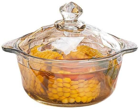 amber glass bowl with lid Cook and Serve Casserole-image-4
