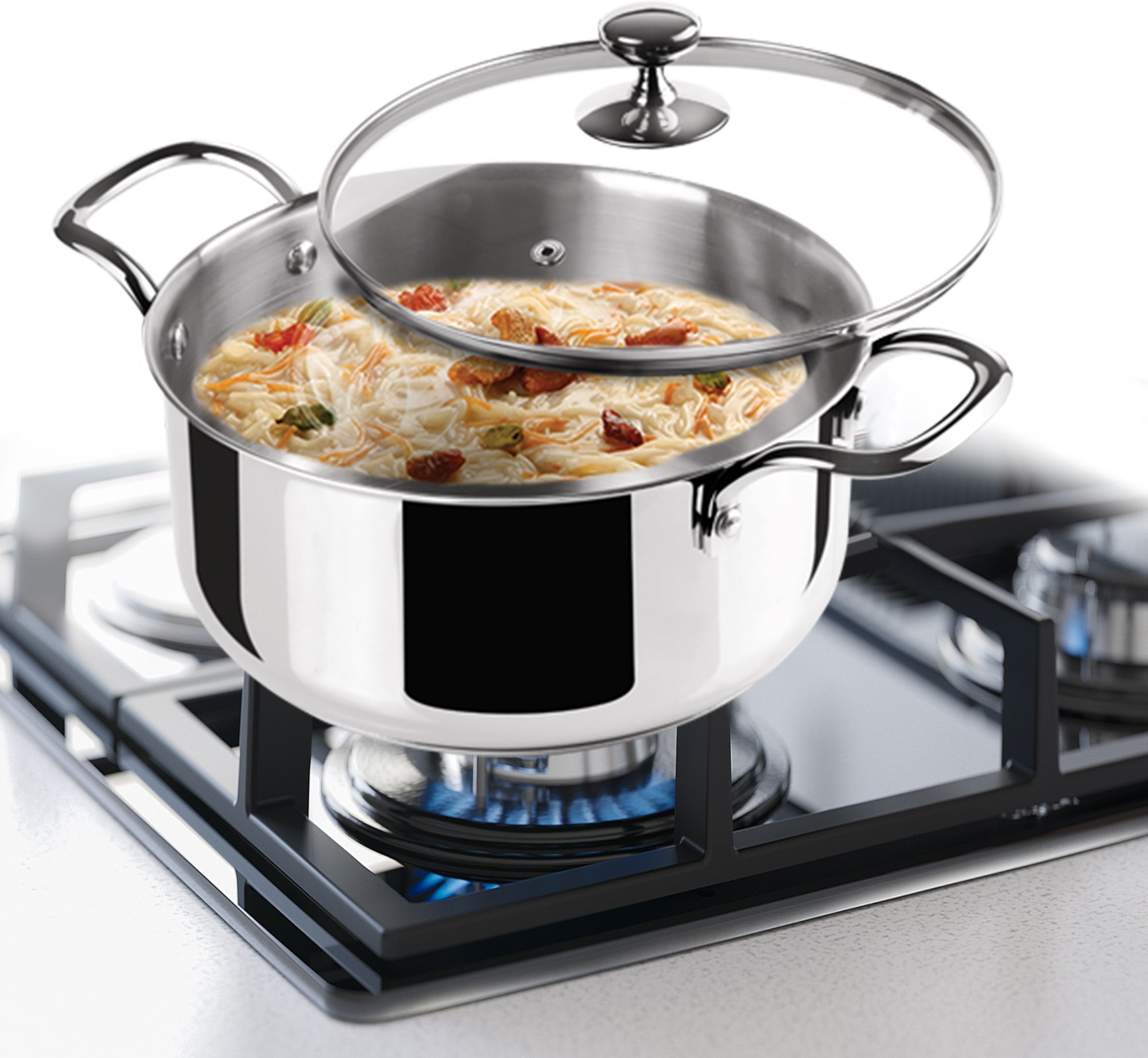 Pro Cook Stainless Steel Casserole With Glsss Lid, 14 cm/1.2 litre, Silver Cook and Serve Casserole-image-35