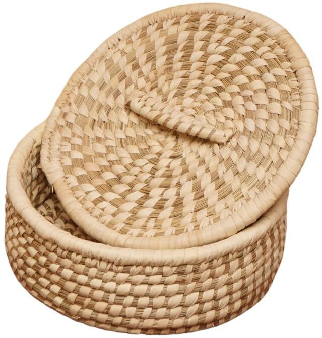 Handmade Sabai Grass Roti Box with Lid Serve Casserole-image-32