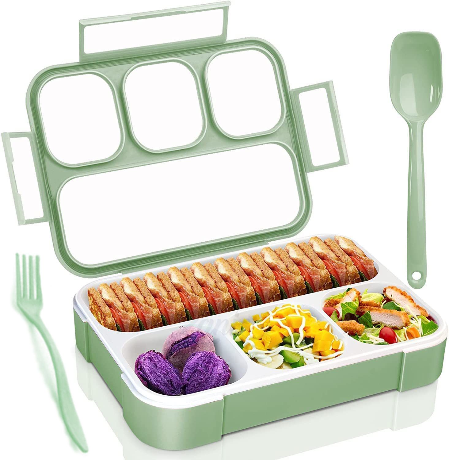Plastic 4 Compartment Lunch Box with Spoon & Fork | Leak Proof & Freezer Safe K2 Thermoware Casserole-image-13