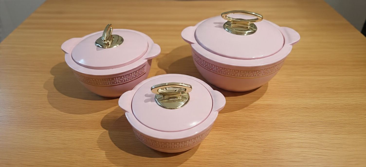 eos Dine Start Glamour Insulated Hot Pot 3 PC Set Pack of 3 Serve Casserole Set-picture-5