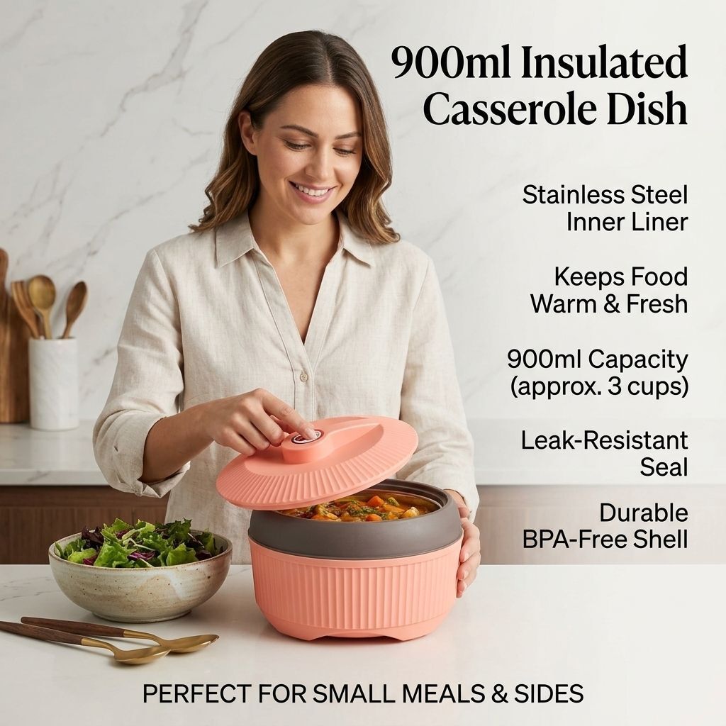 Elegant 900ml Pink Casserole for Keeping Food Warm Thermoware Casserole-image-46