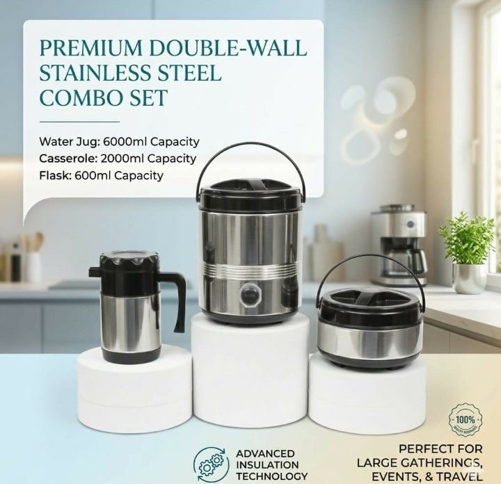 Nilkanth 3 piece Stainless Steel Combo set Pack of 3 Thermoware Casserole Set-picture-0