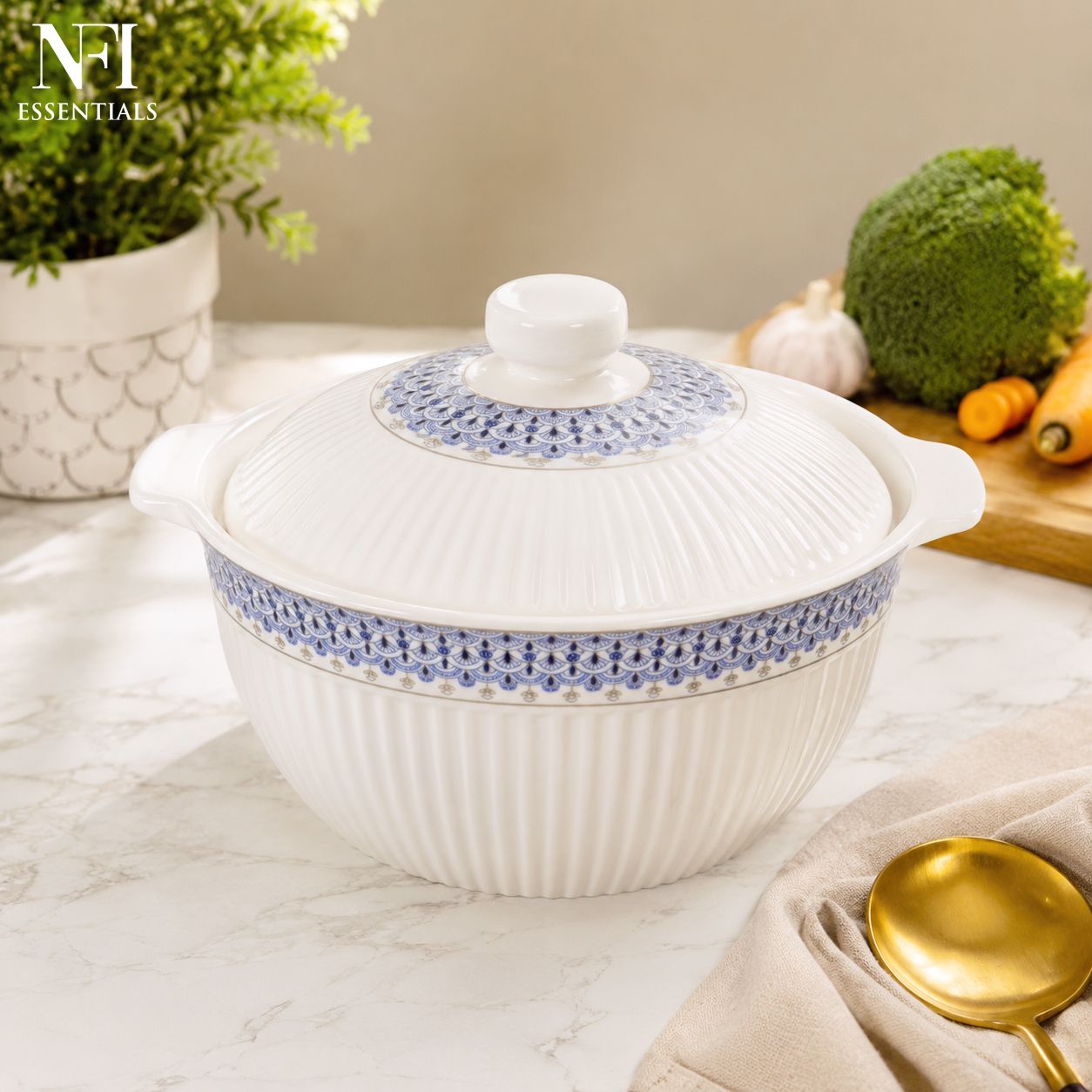nfi essentials Ceramic Casserole Serving Bowl Set with Lid, Soup & Curry Bowl Serve Casserole-picture-22