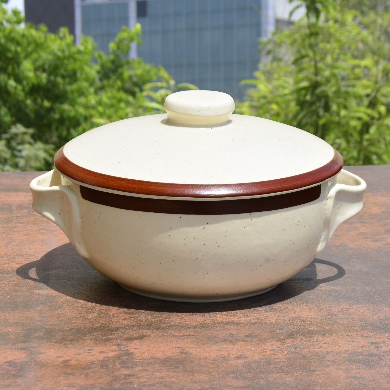 Handcrafted Large Ceramic Serving Donga with Lid and Handle | Serve Casserole-image-46