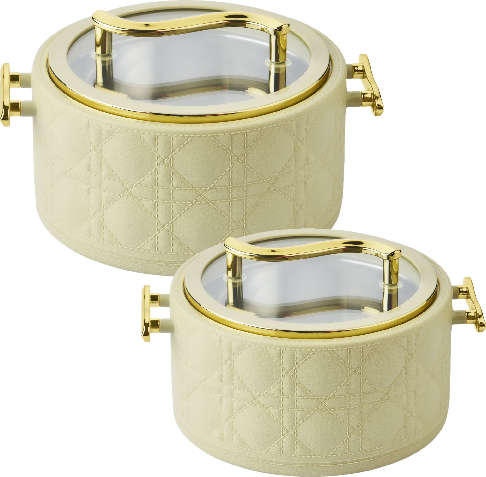 Luxury Insulated Hot Pot Casserole with Gold-Plated Handle & Glass Lid Pack of 2 Serve Casserole Set-image-6