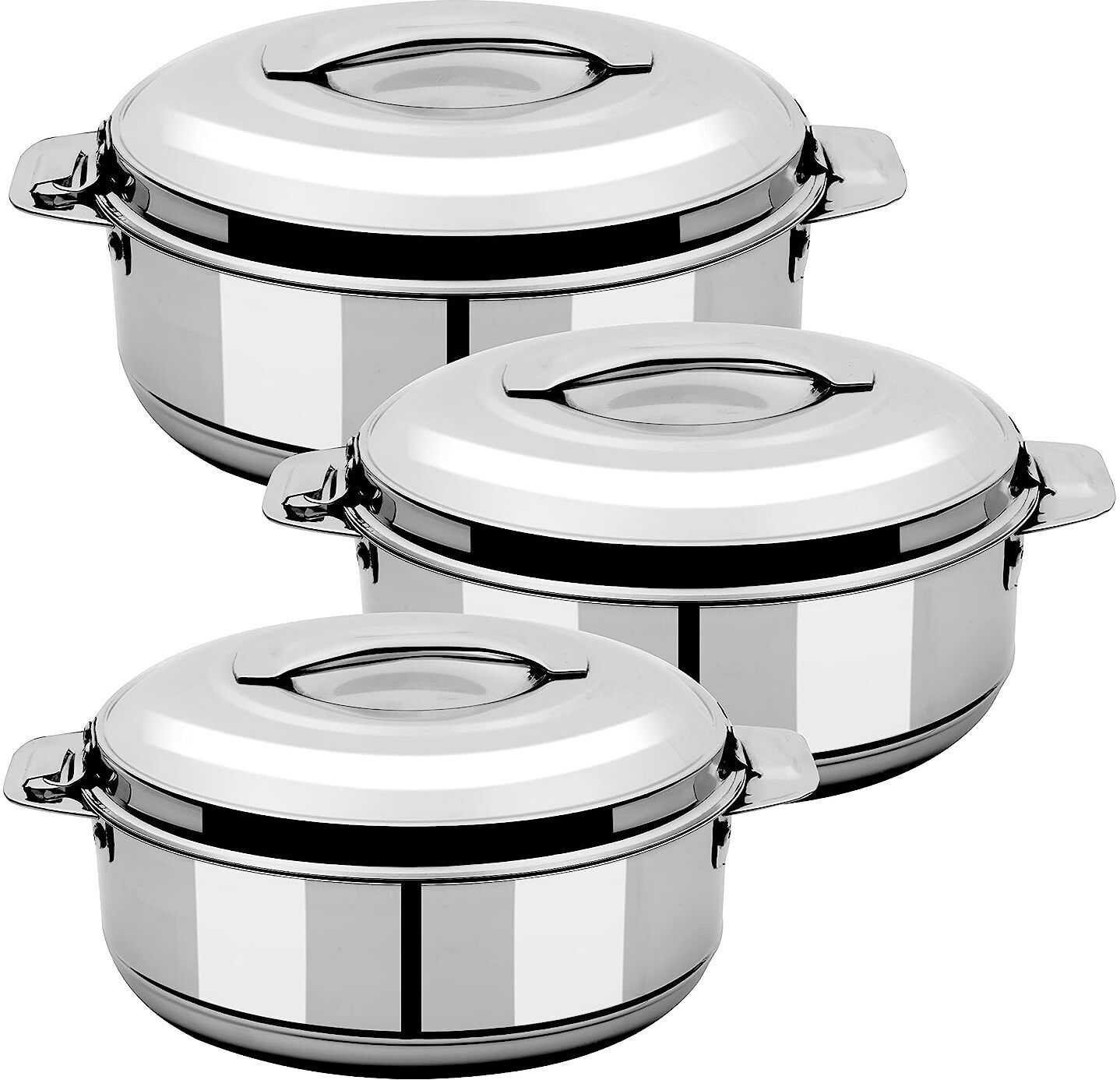Steel Double Insulated Hot Pot Pack of 3 Cook and Serve Casserole-image-14